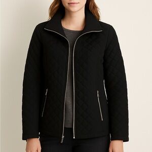 Worthington Black Quilted Zip Jacket
